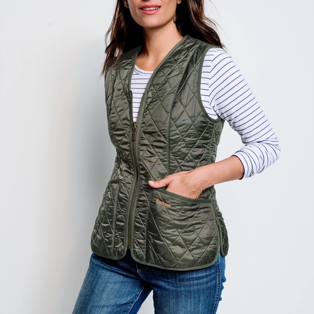 Barbour Women’s Fleece Lined Betty Gilet/Liner, Olive Green, Size 2